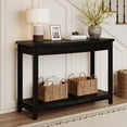 thumbnail image 3 of Finmind 41.3" Solid Wood Console Table, Farmhouse Entryway Table with Storage Shelf, Sofa Console Behind the Couch for Living Room, Hallway, Black, 3 of 8