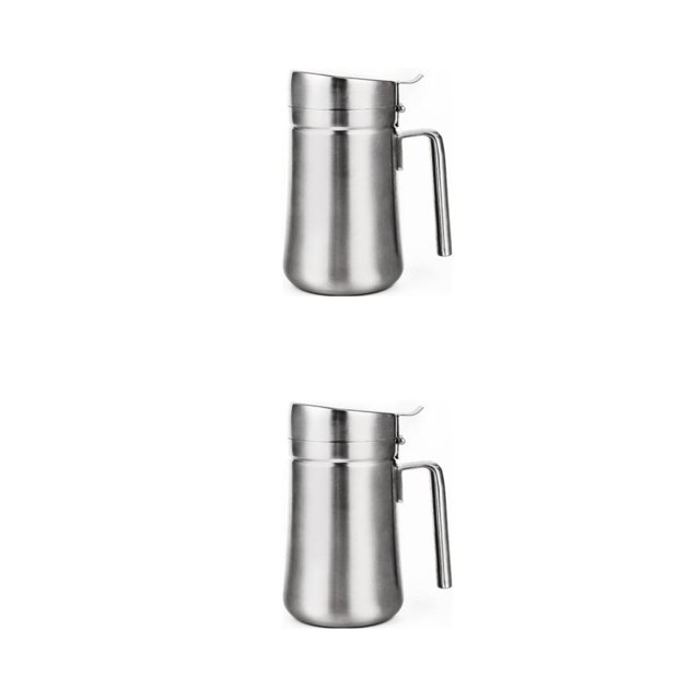 Inteprter Lata de aceite, tarro de vinagre, dispensador de aceitunas, contenedor de especias, vertedor, conveniencia, sin goteo, a prueba de 2Conjunto