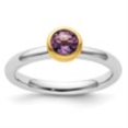 thumbnail image 3 of Auriga Fine Jewelry 925 Sterling Silver w/Gold-plated Amethyst Ring for Women Size 8, 3 of 6