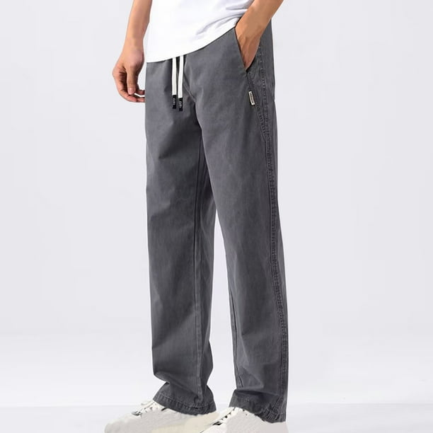 Pantalones largos para hombre, estilo casual, con cintura elástica y bolsillos, a la moda para exteriores