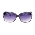 thumbnail image 2 of Womens Oversized Rectangular Rhinestone Encrusted Chain Arm Fashion Sunglasses Black Clear, 2 of 4