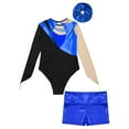 thumbnail image 4 of Yeahdor Girls Figure Ice Skating Tumbling Outfit Shiny Rhinestone Gymnastics Leotard with Shorts Hair Band Gym Dance Suit Royal Blue 10, 4 of 5