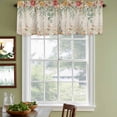 thumbnail image 3 of 2 Pack Valances for Window, Watercolor Floral Short Curtains for Kitchen Bedroom Living Room, Spring Roses Eucalyptus Leaf Plants Beige Rod Pocket Small Window Treatment Valance Drapes 42 x 18 Inch, 3 of 8