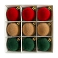 thumbnail image 6 of Velvet Christmas Ball Ornaments in Gift Box, Flocked Baubles for Tree, Mantel and Holiday Party Decor, Festive Set 9 Pack, 6 of 9