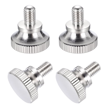 Uxcell 4Pcs M5x8mm Knurled Thumb Screws, 304 Stainless Steel Flat Head Thumb Screws with Shoulder Grip Knobs, Hand Tighten Bolts Fasteners - Machine Mounting Use, Silver