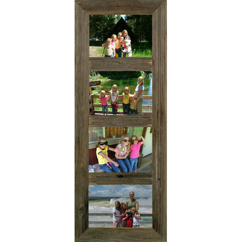Multi Panel Collage Picture Frame 4 Opening 5X7 Reclaimed Barn Wood Rustic Farmhouse Decor
