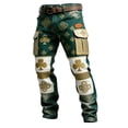 thumbnail image 4 of CONZONE St. Patrick's Day Mens Baggy Cargo Shorts Green Clover Graphic Buttons Cargo Pants for Men Lightweight Relaxed Fit Streetwear Workout Trousers With Pockets, 4 of 4