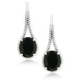 thumbnail image 3 of Gem Stone King 925 Sterling Silver Black Onyx Drop Dangle Earrings for Women | 8.00 Cttw | Gemstone December Birthstone | Oval 12X10MM | 1.18 inch, 3 of 6