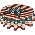 thumbnail image 1 of 4th of July Tablecloth Round 60 Inch Patriotic Independence Day American Flag Table Cloth Wrinkle Resistant USA Stars Stripes Table Cover Decorative for Home Kitchen Dining Indoor Party Picnic, 1 of 6