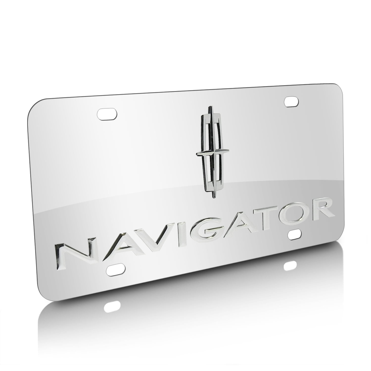 Lincoln Navigator 3D Dual Logo Mirror Chrome Stainless Steel License