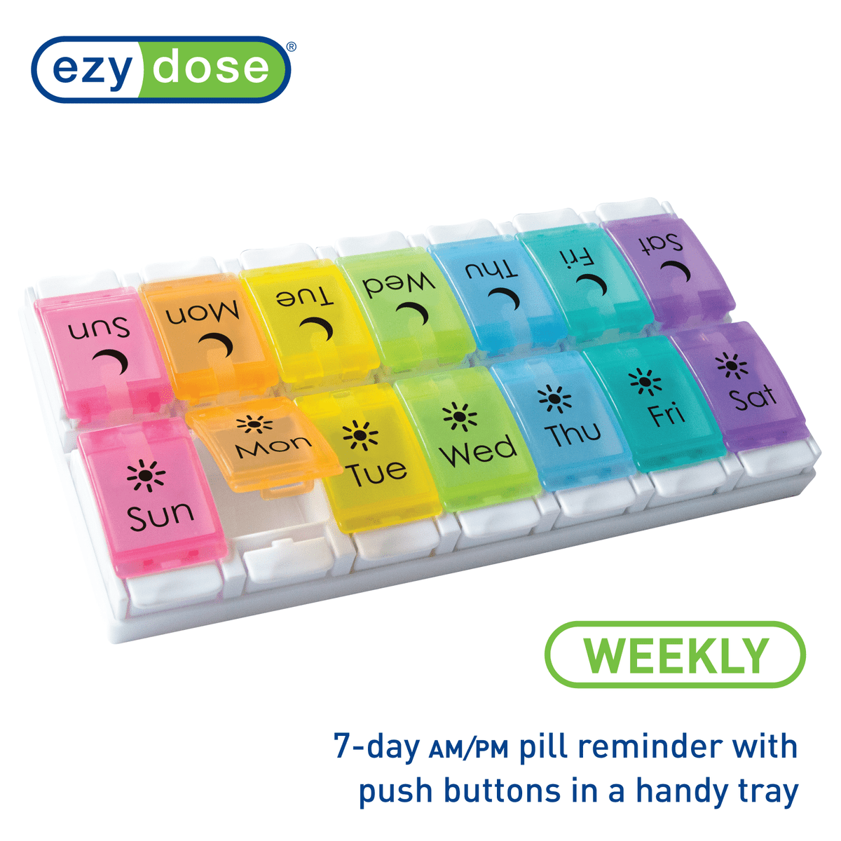Assured 7-Day Pill Organizer Weekly Medication Organizer Tray Removable  Label CL