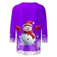 thumbnail image 4 of Darzheoy Womens Christmas Tops Mid-Length 3/4 Sleeve Lightweight Fall Winter Round Neck Hoodless Sweatshirts Printed Pullover Solid Color Graphic Loose Loungewear Blouses, 4 of 5