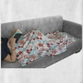 thumbnail image 6 of Floral Soft Flannel Fleece Throw Blanket, Flowers Ladybugs Butterflies Strawberries Kids Nursery Playroom Pattern, Cozy Plush for Indoor and Outdoor Use, 50" x 60", Dark Coral Aqua, by Ambesonne, 6 of 6