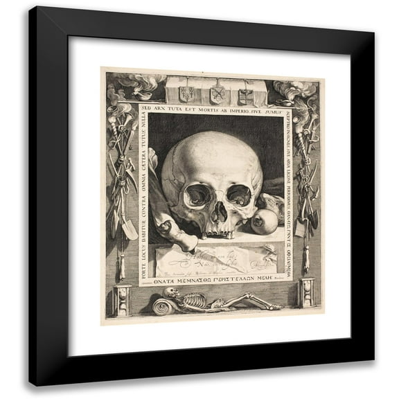 Jan Saenredam 12x14 Black Modern Framed Museum Art Print Titled - Death's Head (1599 - 1604)