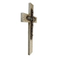 thumbnail image 2 of Rustic Country Western Faux Crackled Wood with Pebble Rock Stones Wall Cross, 2 of 5