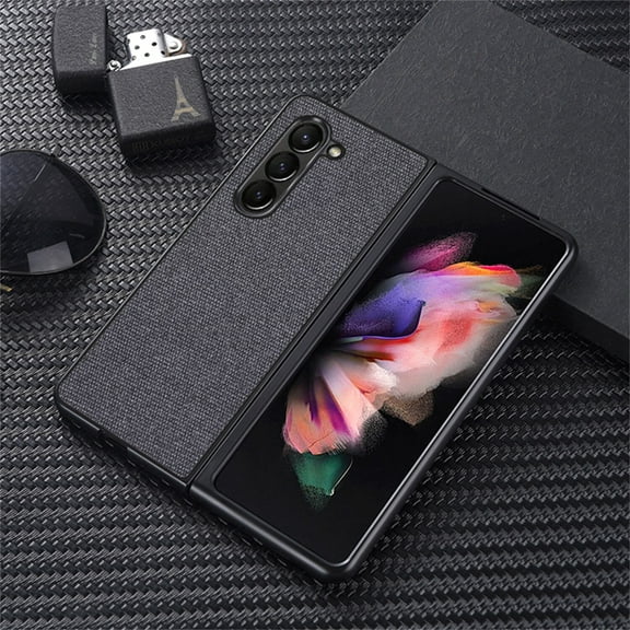 Case for Samsung Galaxy Z Fold 5 (2023) Magnetic Hinge Cover Protection, Slim Fit Hard PC   PU Protective Phone Case for Galaxy Z Fold5 5G (7.6 inch/2023), Black