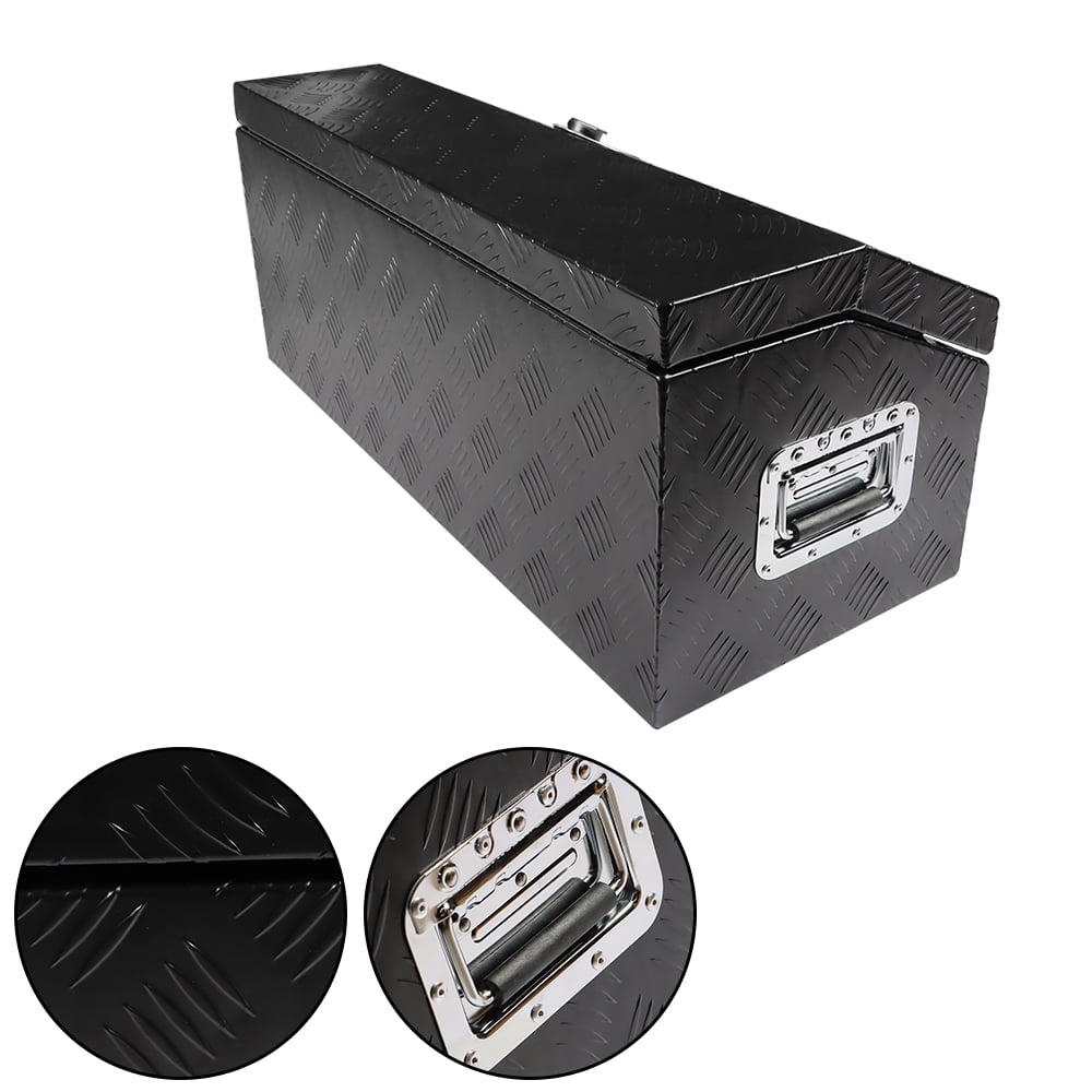 waltyotur 30 Inch Aluminum Trailer Tongue Tool Box Trailer Tongue Box Chest Box Replacement for Pickup Truck ATV Underbody RV Storage Box Organizer With Lock Key (Black)