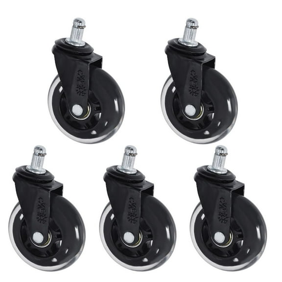 5 Pack 3 inch Caster Wheel 360 Degrees Rotable Black Smooth Sturdy Heavy Duty Swivel Chair Caster