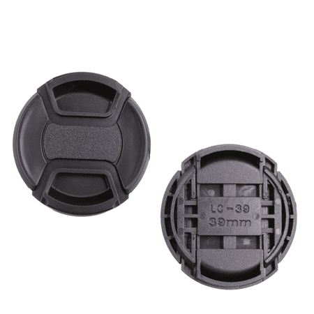 Foto&Tech 2 Pieces Center Pinch Snap-On Front Lens Cap Cover with Anti Lost String Compatible with Nikon Sony Fujifilm Pentax Panasonic Olympus Other DSLR Camera Lens (39mm)