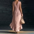 thumbnail image 4 of Delayuji Women's Summer Dress Ruffled Hem Sleeveless V Neck Tank Dress Long Dresses Beach Vacation Dress Wedding Guest Dresses, 4 of 4
