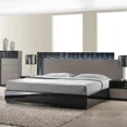 thumbnail image 2 of Modern Eastern King Size Bedroom Set 3Pc LED Platform Bed, Nightstand and Chest, Lacquer Finish, Black/Gray, 2 of 8