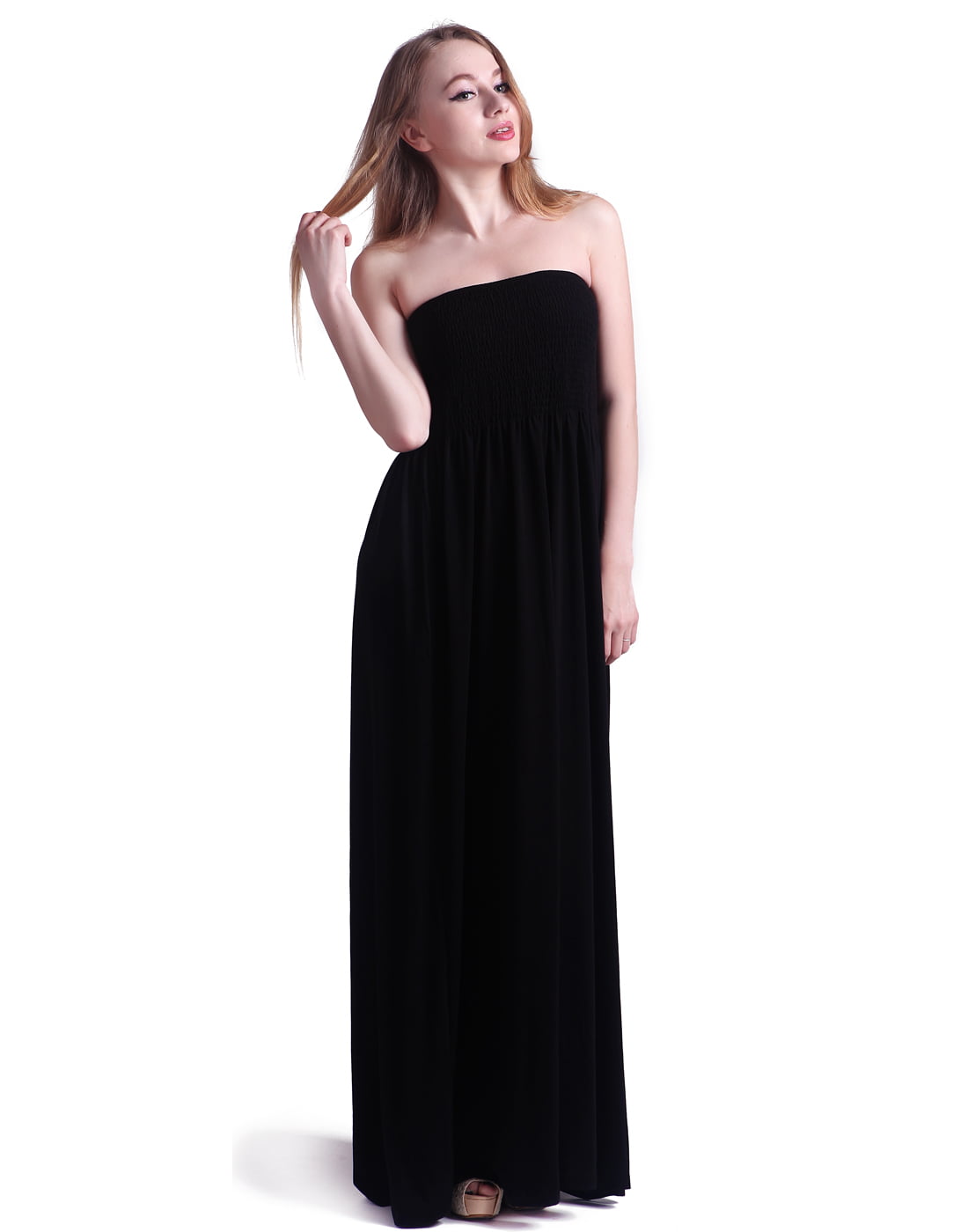 black tube top maxi dress
