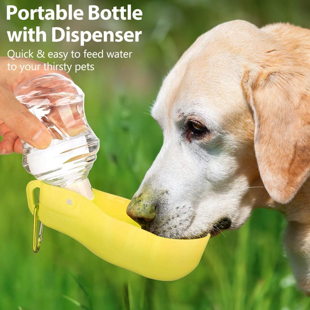 Dog Water Bottle Pet Travel Water Bottle with Foldable Bowl Holder Drink Cup Tray Stand Attachment Dog Cat Travel Drink Bottle Bowl Pet Outdoor Drinking Cup Yellow Walmart