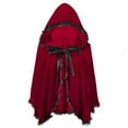 thumbnail image 3 of THDHVS shawl wraps for women,Poncho Shawl,Unisex Christmas Cape with Lace Trim and Velvet Fabric for Family Celebration Short Hooded Cloak Adds Festive Style To Your Holiday Wardrobe, 3 of 7