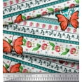 thumbnail image 2 of Soimoi Green Polyester Crepe Fabric Floral & Insect Patchwork Fabric Prints by Yard 52 Inch Wide, 2 of 3