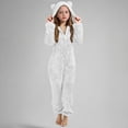 thumbnail image 2 of Nwiuh Fleece Girls Jumpsuit with Cute Ears Onesie Zip Up Hooded | Romper Warm Sherpa Lined Soft Romper Outfits (White, 9-10 Years), 2 of 7