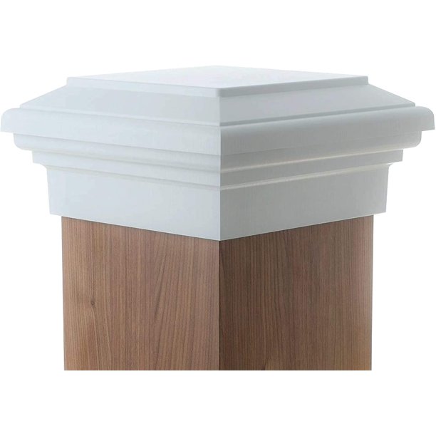 8x8 Post Cap (True 8") White Flat Top Square Cap for Outdoor Fences