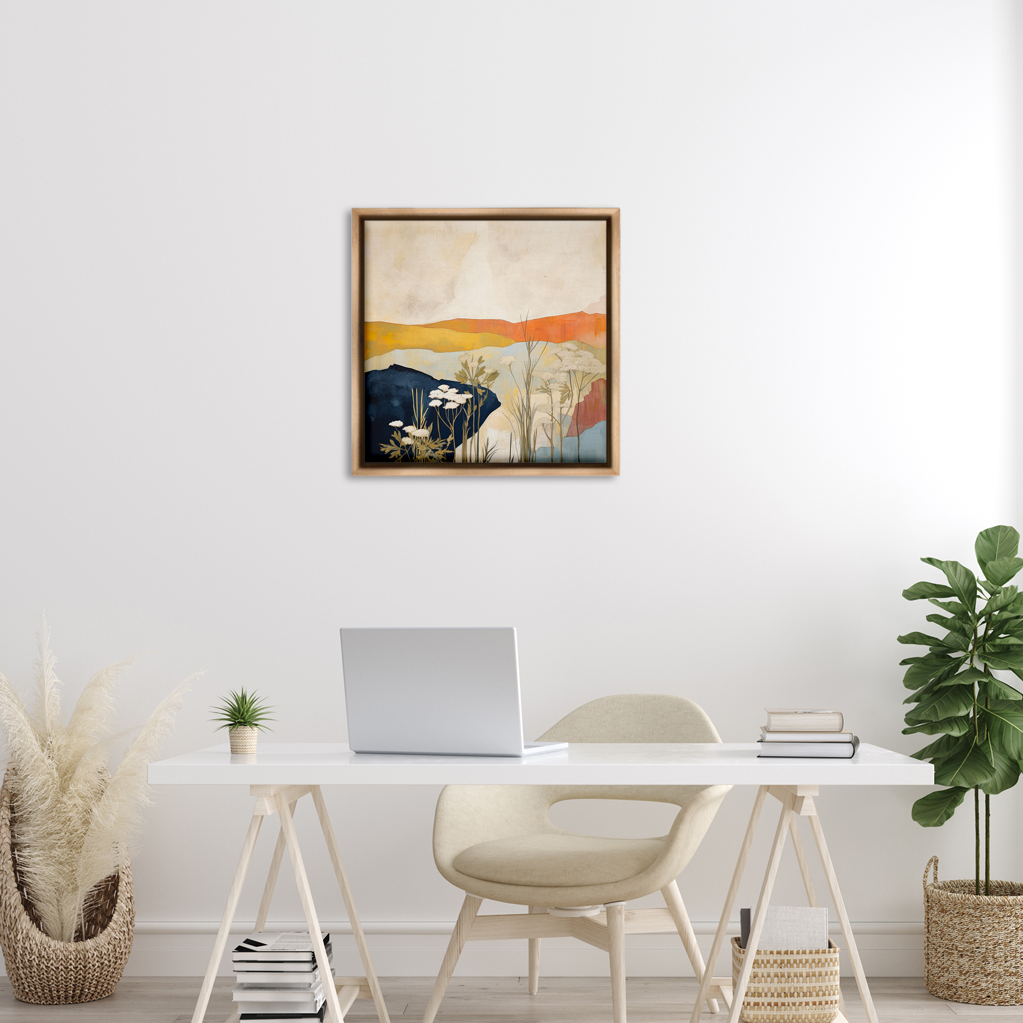 Stupell Industries Complex Desert Layers Landscape & Nature Painting Brown Floater Framed Canvas Art Print Wall Art, 25 x 25