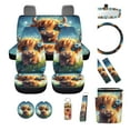 thumbnail image 2 of XYZCANDO Cute Highland Cow Baby Keychain Lipstick Cover Center Mirror Cover Coasters Car Seat Cover Seat Belt Cover Steering Wheel Cover Car Trash Can Removable Automotive Accessories, 2 of 5