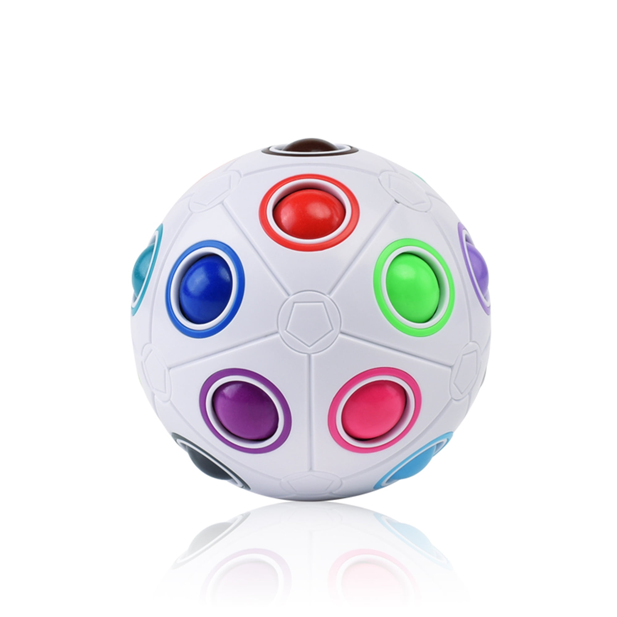Coolzon Magic Rainbow Ball Fidget Ball New Version Puzzle Ball Magic Ball Speed Cube 3D Puzzle Fidget Toy for Adults & Kids White
