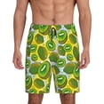 thumbnail image 1 of Balery Watercolor Kiwi Fruits Summer Pantalones cortos de pijama de punto de algodón para hombre con cinturilla y bolsillos-Medium, 1 of 6