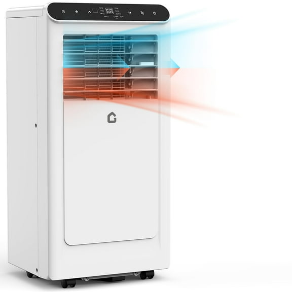 10000 BTUs Portable Air Conditioner with Heat Mode, Cools Room up to 450sq.ft., 3-In-1 Portable AC Unit for Bedroom with Dehumidifier, Fan, Remote Control, Smart/Sleep Mode, 24H Timer