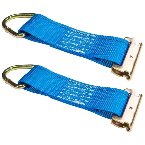 2"x 6" Rope Tie Off w/ Spring E-Fitting & D-Ring (Blue) - 2 Pack