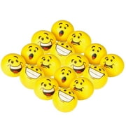 Emoji Pull and Stretch Bounce Balls - Pack of 12 2" Assorted Funny Face Squeeze Balls for Stress Relief, Stocking Stuffers, Educational Game, Room Decoration, Therapeutic Gift