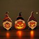 thumbnail image 4 of Muñeca sin rostro de Halloween con luz LED Decorativa ornamental Calabaza pintada a mano Decoración de Halloween Configuración de fiesta Muñeca de gnomo de Halloween de madera Ornam, 4 of 5