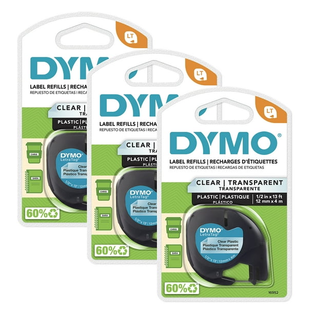 Cinta de etiquetado DYMO LT para rotuladoras LetraTag, 3 rollos