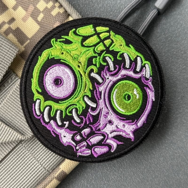 Zombie Eyeball Patch - Yin Yang Monster Eyes Embroidery Badge with Hook & Loop for Clothing and Backpack