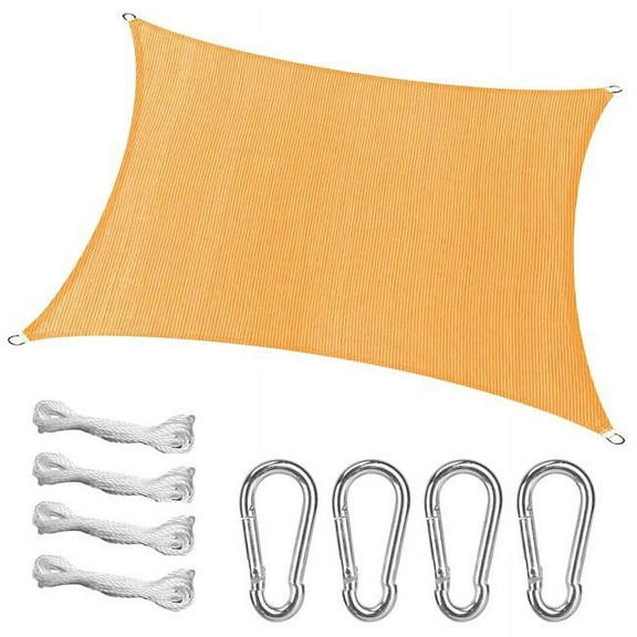 Rectangle Shade Sails Top Canopy 98% UV Block Awning Shelter 185GSM HDPE Patio Cover with Snap Hooks Ropes for Outdoor Garden Backyard - Beige - 300 x 300cm