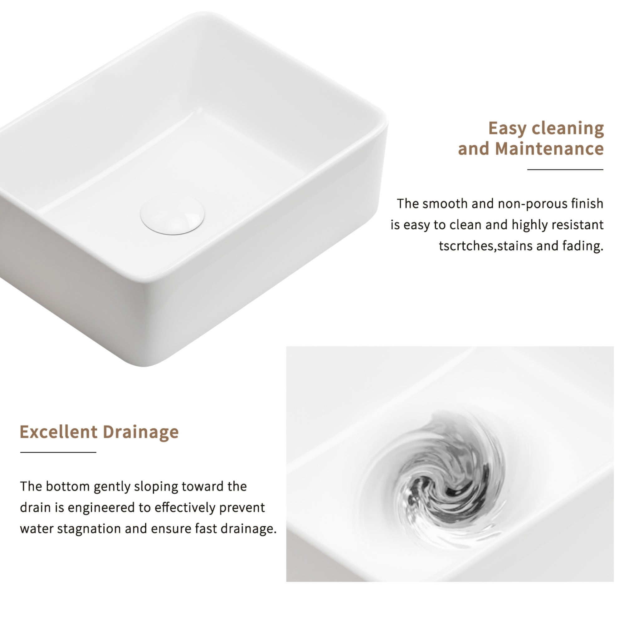 Bathroom Vessel Sink,Small Sink Above Counter,White Porcelain Ceramic,Bathroom Vanity Sink,Rectangle