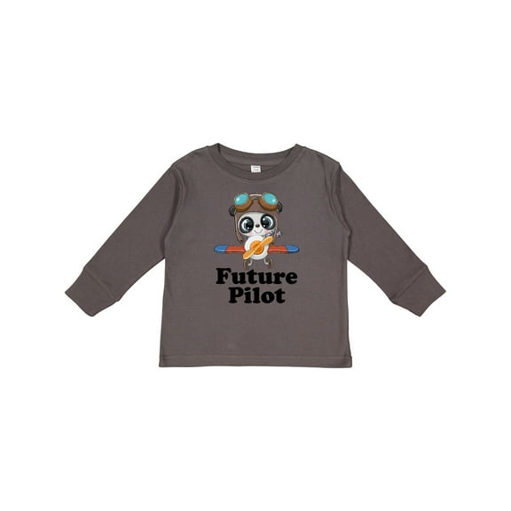 Inktastic Boys Future Pilot Panda Boys Long Sleeve Toddler T-Shirt
