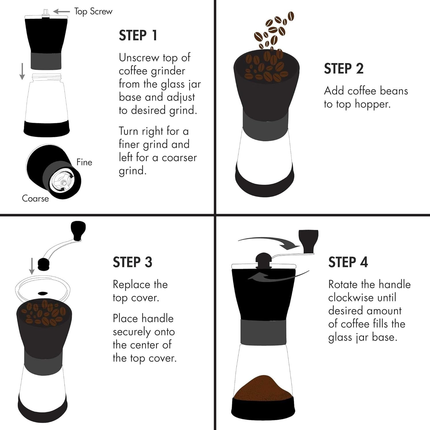 Primula Manual Adjustable Burr Coffee Grinder-Ceramic Mill & Brushed Stainless Steel Body-Whole Bean for French Press, Cold Brew, Espresso, Camping