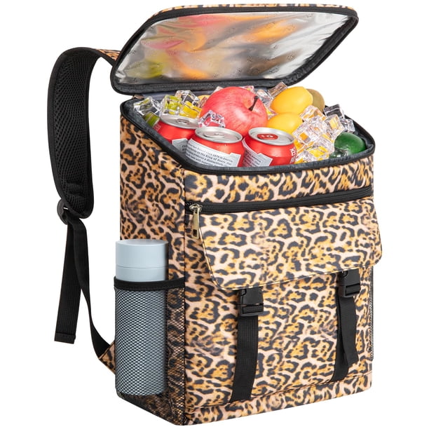 Mochila térmica OCKLILY con estampado de leopardo, 30 latas, 42 litros
