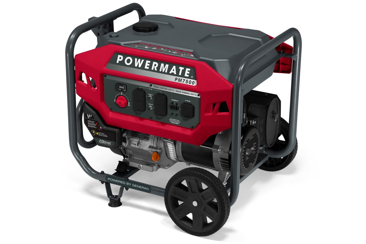 Powermate PM7500 - 7,500 Watt Manual Start Gasoline Powered Portable Generator, with CO-Sense, 50 ST