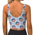 thumbnail image 3 of Bixox Women's Donut with the USA Fag Pattern Fitness Navel Tank Top U-Back Yoga Tank Top Sweatshirt Sports Bra, 3 of 7