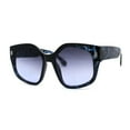thumbnail image 2 of Womens Oversize Pentagon Size Lens Thic Horn Rim Vintage Style Sunglasses Blue Tortoise Smoke, 2 of 4