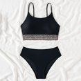 thumbnail image 7 of Linfrsh Womens High Waisted Bikini Sets Criss Cross Two Piece Swimsuits Color Block Full Coverage Bathing Suits Black,M, 7 of 7
